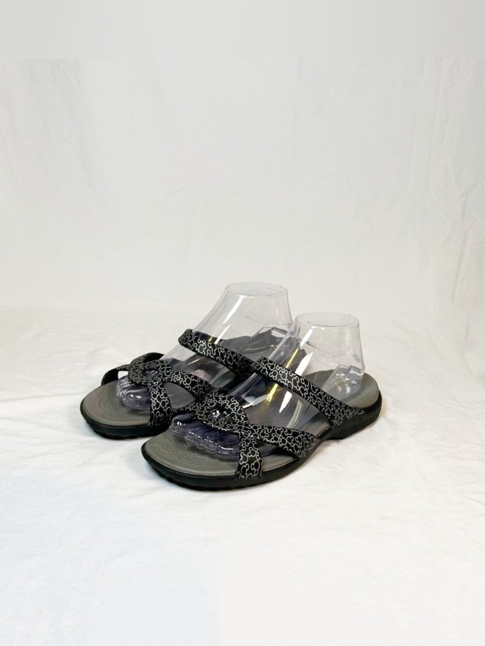 Crocs Disney Mickey Mouse Womens Black Silver Graphic Meleen Twist Sandals~9~